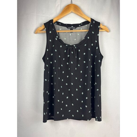 41 Hawthorn Womens Petite S Sleeveless Blouse Black Geometric Print Polyester & - Picture 1 of 5